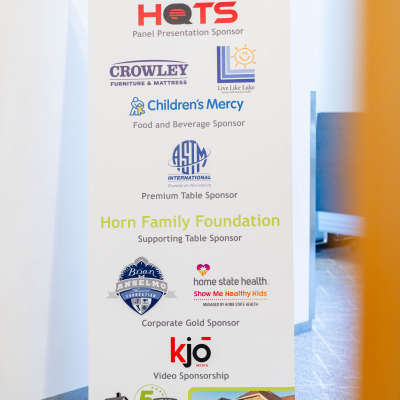Sponsor banner listing Amazon, HOTS, Crowley, Children's Mercy, Horn Family Foundation and other event sponsors